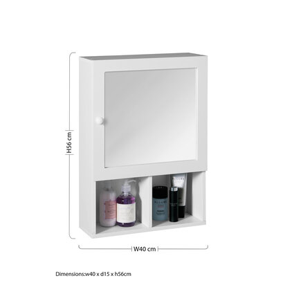 Port White Wood Mirrored Cabinet
