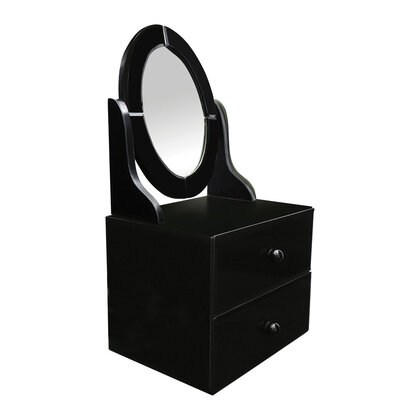 Gala Black Glass Vanity Mirror with Drawers