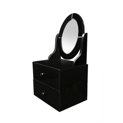 Gala Black Glass Vanity Mirror with Drawers