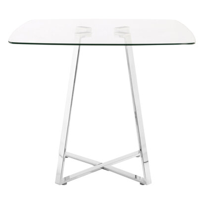 Metropolitan Square Glass Dining Table with Silver Finish Legs