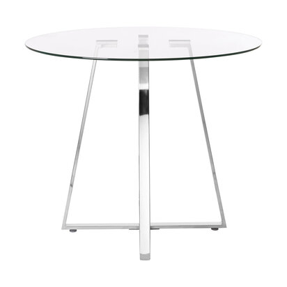 Metropolitan Round Glass Dining Table with Silver Finish Legs