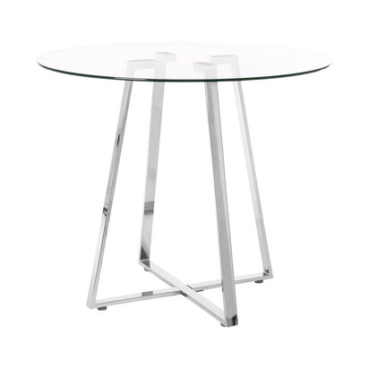 Metropolitan Round Glass Dining Table with Silver Finish Legs