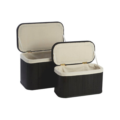 Bambi Black Set of 2 Bamboo Storage Ottoman
