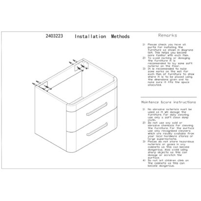 Savannah White Hi Gloss Under Basin 2 Drawer Cabinet