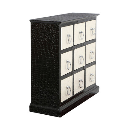 Fenormore 9 Drawer Crocodile Leather Effect Rectangular Cabinet