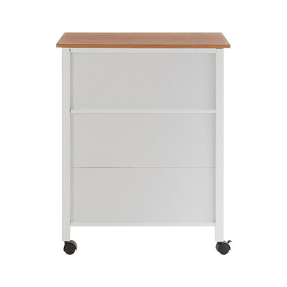 Harlow White and Bamboo Top 1 Drawer Kitchen Trolley