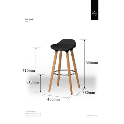 Stockholm Black Abs Beech Wood Bar Stool