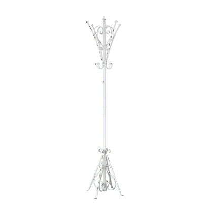 New York Loft White Distressed Finish Metal Coat Stand