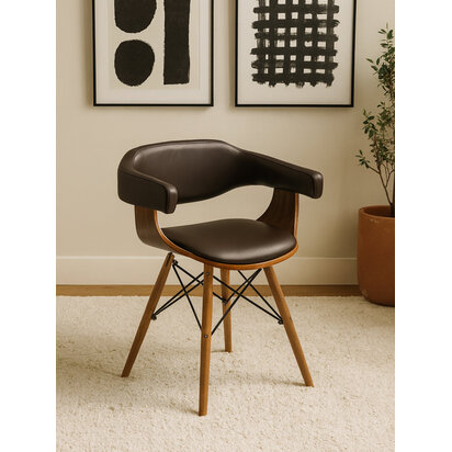 Parkar Brown Leather Effect and Beech Wood Chair