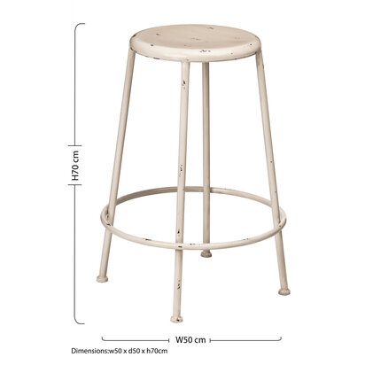 Artisan Cream Metal Bar Stool