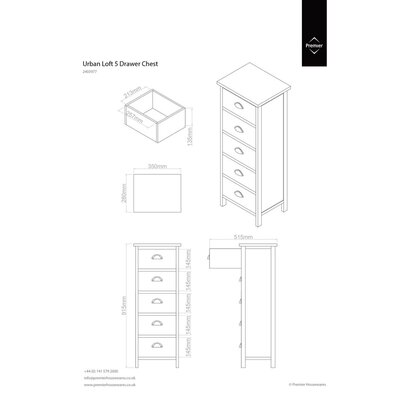 Urban Loft 5 Drawers Chest