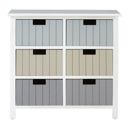 New England White 6 Drawers Chest