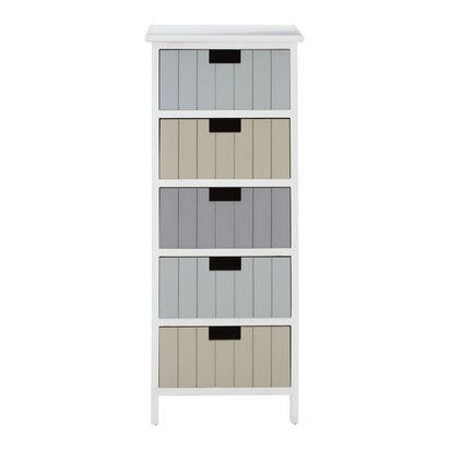 New England White 5 Drawers Chest