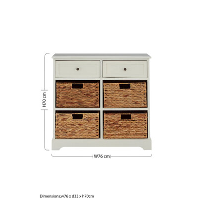 Vermont Ivory 2 Drawer 4 Baskets Cabinet