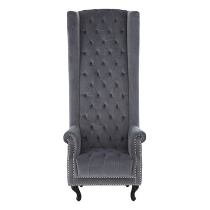 Regents Park Grey Velvet Tall Porter Chair