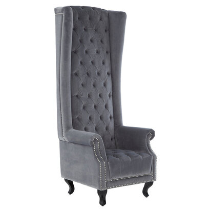 Regents Park Grey Velvet Tall Porter Chair