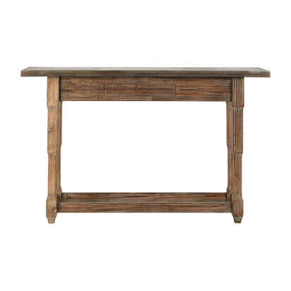 Elementary Antique Wood Finish Console Table
