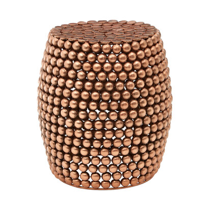 Templar Beaded Copper Finish Barrel Stool and Side Table