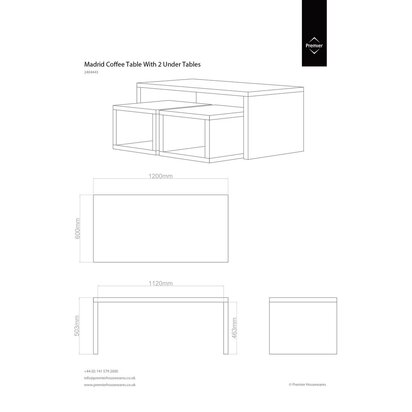 Solibury Dark Grey High Gloss Coffee Table With Two Under Tables