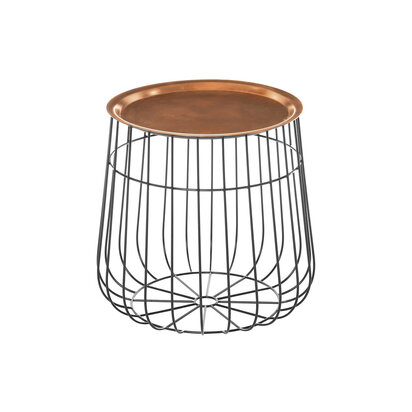 Templar Copper Tray And Black Finish Side Table