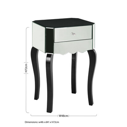 Orchid 1 Drawer Mirrored Glass Side Table