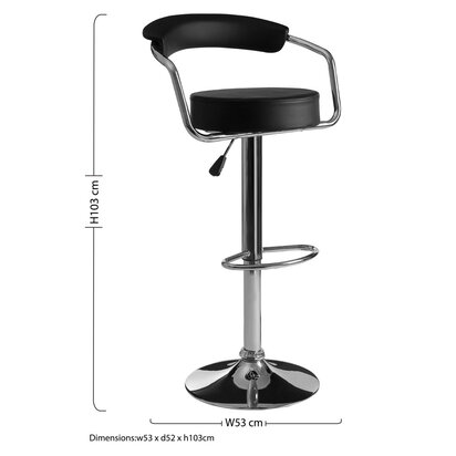 Scala Black Leather Effect Bar Chair