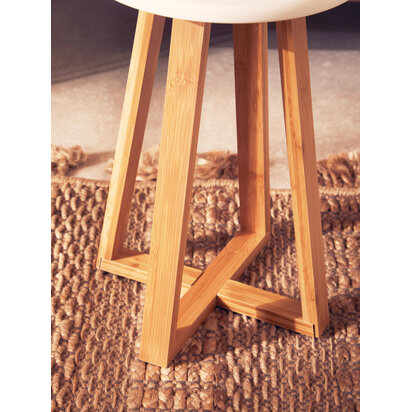Corenmore White And Natural Bamboo Round Stool