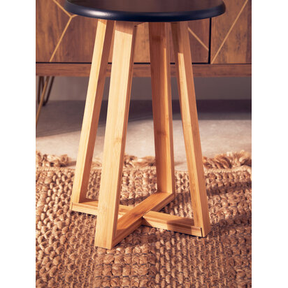 Corenmore Black and Natural Bamboo Round Stool