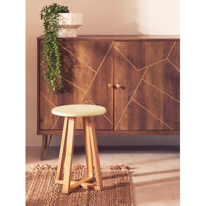 Corenmore Green and Natural Bamboo Round Stool
