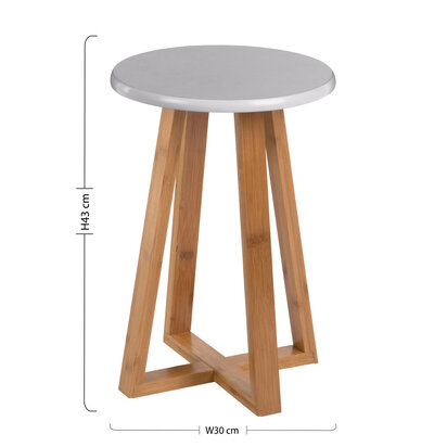 Viborg Grey and Natural Bamboo Round Stool