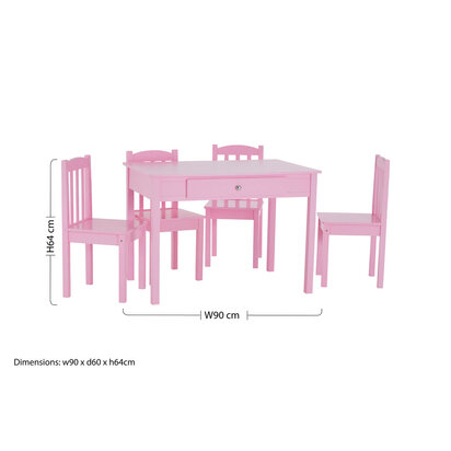 Kids 5 Piece Pink Table And Chair Set