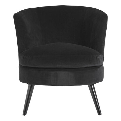 Round Plush Black Cotton Velvet Armchair