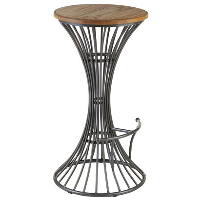 New Foundry Elm Wood And Metal Bar Stool