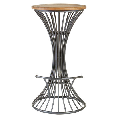 New Foundry Elm Wood And Metal Bar Stool