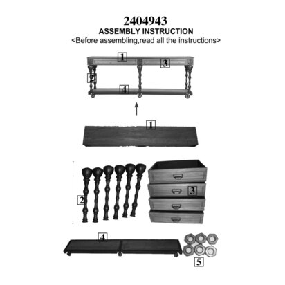 New Foundry 4 Drawers Console Table