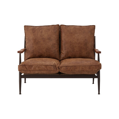 New Foundry Brown Leather Effect 2 Seater Sofa