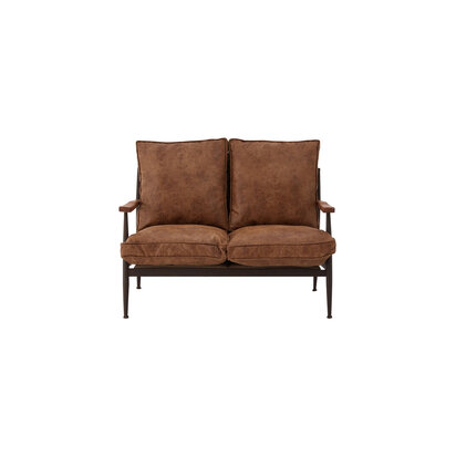 New Foundry Brown Leather Effect 2 Seater Sofa