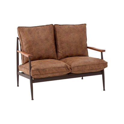 New Foundry Brown Leather Effect 2 Seater Sofa