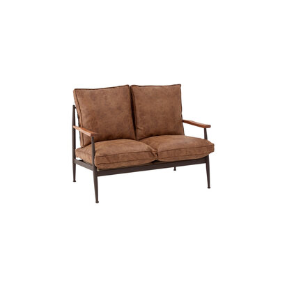 New Foundry Brown Leather Effect 2 Seater Sofa