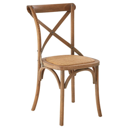 Lyon Grey Oak Wood And Rattan Cross Back Dining Chair