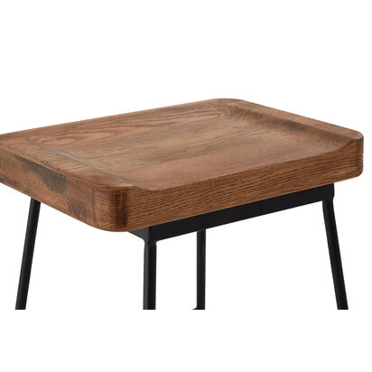 Lyon Weathered Oak Wood and  Metal Bar Stool