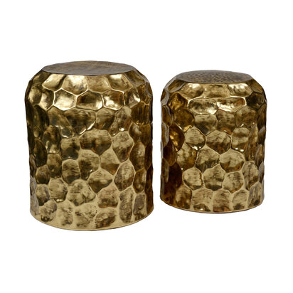 Templar Textured Antique Brass Finish Set of 2 Side Tables