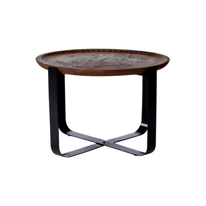 Templar Mango Wood Round Side Table with Black Base