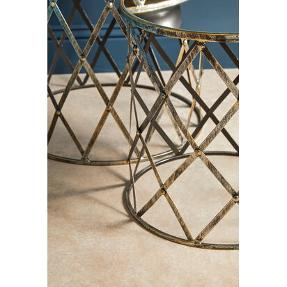 Avantis Set Of Two Diamond Design Silver Tables