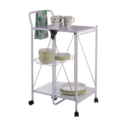 Renemont White Rectangular Folding Kitchen Trolley
