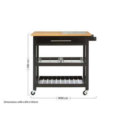 Harlow Glenn Wide Kitchen Trolley with Granite Top