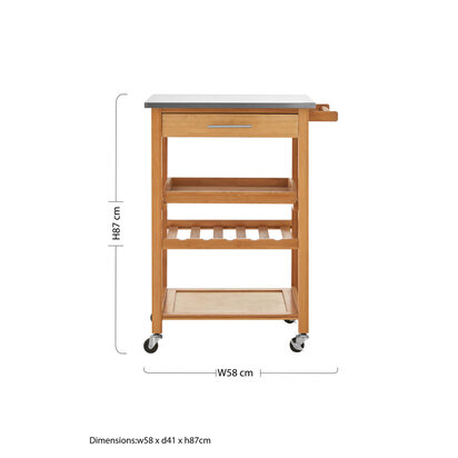 Harlow Bamboo One Drawer Kitchen Trolley