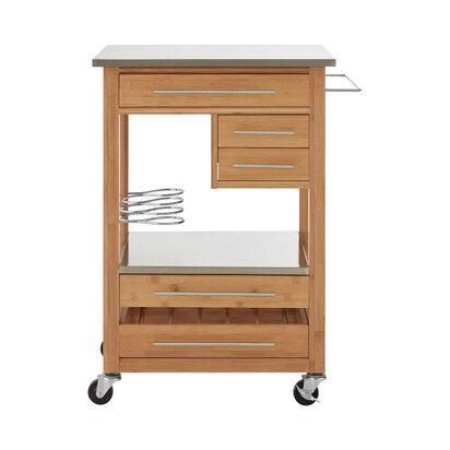 Harlow Bamboo Four Drawer Kitchen Trolley