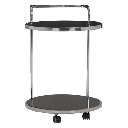 Ackley 2 Tier Silver Drinks Trolley with Black Glass