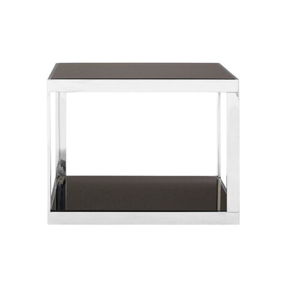 Ackley Silver Square Coffee Table with Black Glass